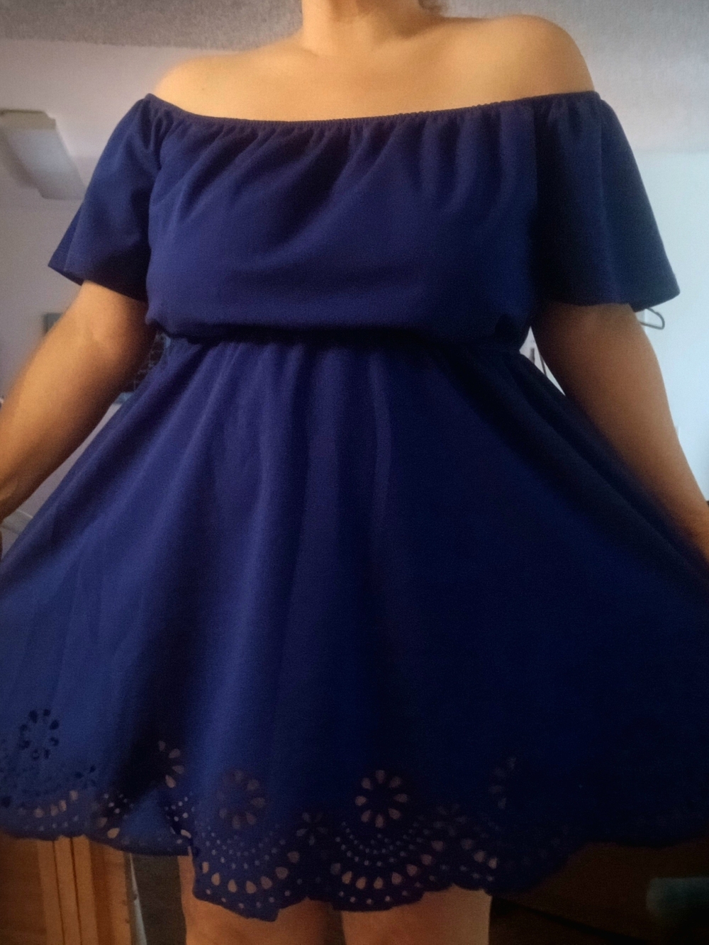 Royal Blue Dress w/Scallop Hem